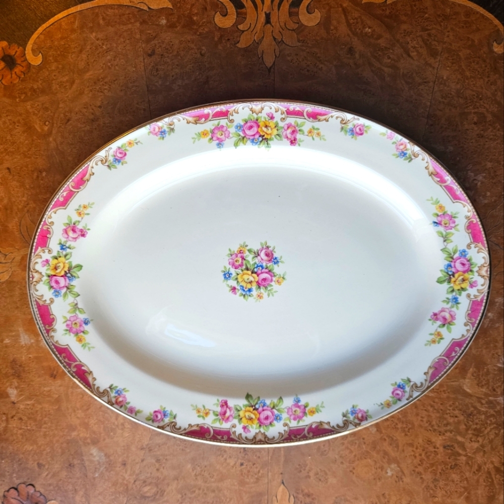 Chintz China Oval Platter Edwin Knowles Semi Vitreous 40-5 RARE